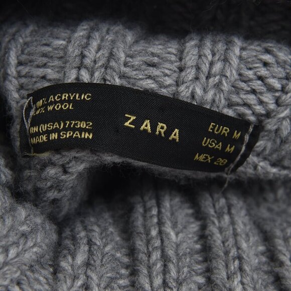 Zara Knit Turtleneck Poncho Sweater Cozy Wool Blend Size Medium - Picture 5 of 5